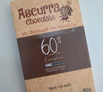 Barra de Chocolate Ascurra 60% Açúcar Cristal 80g