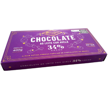 Barra Haenssgen 34% Cacau Chocolate Ao Leite Com Avelã 400g