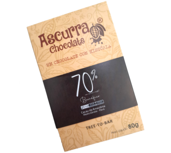 Barra de Chocolate Ascurra 70% Açúcar Cristal 80g