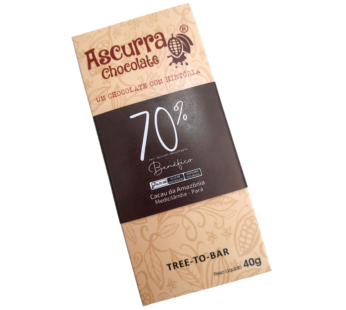 Barra de Chocolate Ascurra 70% Açúcar Demerara 40g