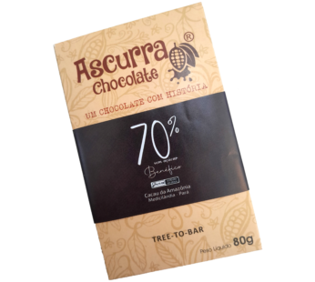 Barra de Chocolate Ascurra 70% Sem Açúcar 80g