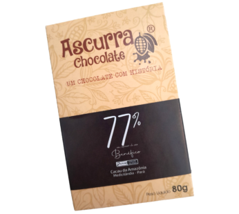 Barra de Chocolate Ascurra 77% Açúcar de Coco 80g